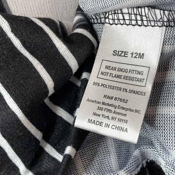 Nightmare Before Christmas 12 Month Jack pajama set Black White Stripe - Picture 13 of 13